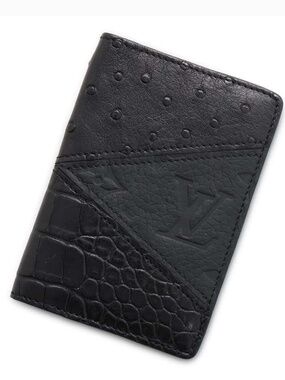 Louis Vuitton Organizer Poche Case Taurillon Alligator Ostrich Black